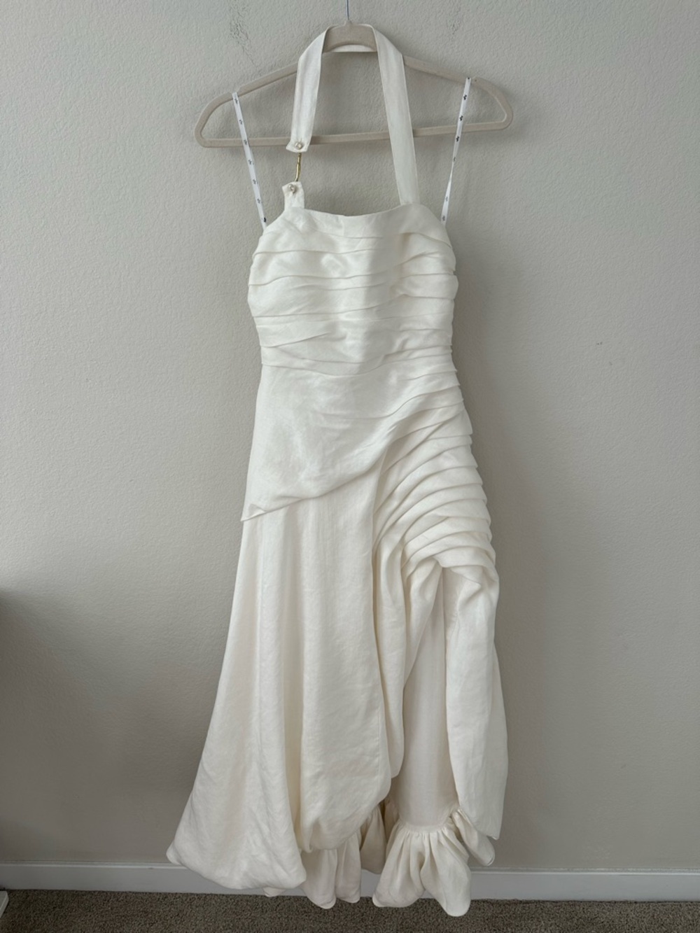 AJE Mika Draped Split White Midi Dress SZ US 4, AU 8 - Picture 2 of 11